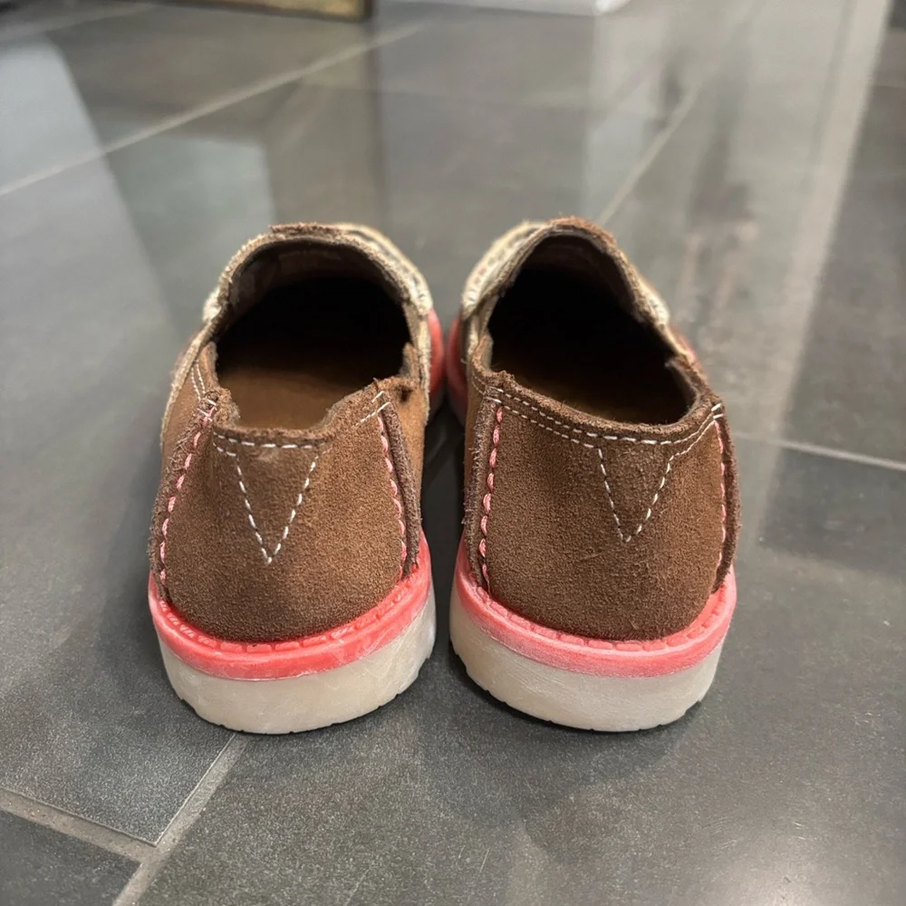 Ariat Kids Leopard Print Slip-On Shoes with Brown and Pink Accents